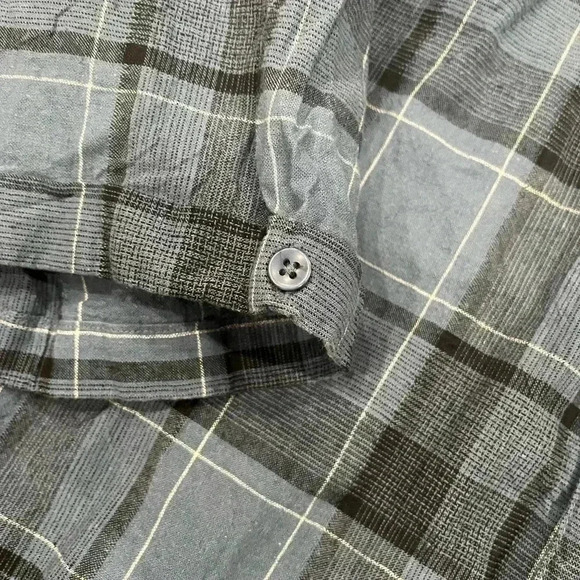 [XL] Bruno Washable Linen Mens Blue Plaid Linen Blend S/S Button Up  Shirt - Picture 4 of 6